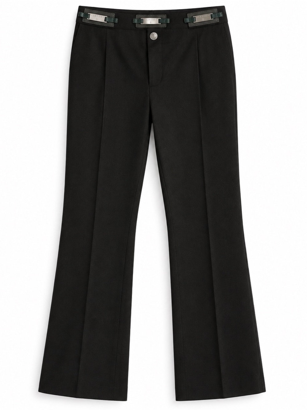 Vintage Vertigo Paris Y2K Black Flare Trousers Silver Hardware US 6